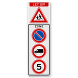 Verkeersbord 600x2000mm - J21 spelende kinderen en stapvoets rijden