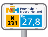 Hectometerpaal met vlak bord 330x195mm - Noord-Holland
