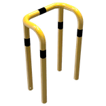Arceau de protection double angle en acier Ø 76 mm jaune/noir
