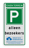 Parkeerbord voor bezoekers van eigen terrein met logo