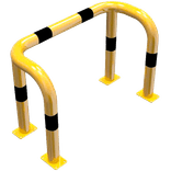 Arceau de protection double angle en acier Ø 76 mm jaune/noir