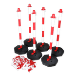Kit de 6 poteaux en plastique avec chaîne et crochets de fermeture