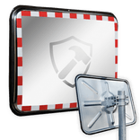 Verkeersspiegel RVS met rood/wit kader
