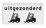Verkeersbord uitgezonderd heftrucks - reflecterend