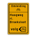 Omleidingsbord - eigen tekst + picto + pijlkader fietsers