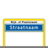 Straatnaamportaal 1200mm breed, 1 regelig met Wijk- of Plaatsnaam