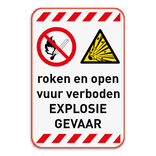 Waarschuwingsbord - roken en open vuur verboden - explosiegevaar