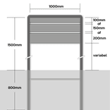 Bedrijfsbord 1000mm breed, staanders 1500mm (boven de grond)