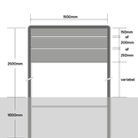 Bedrijfsbord 1500mm breed, staanders 2500mm (boven de grond)