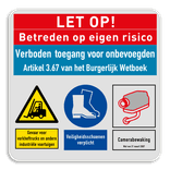 Veiligheidsbord | 3 symbolen en tekst banners