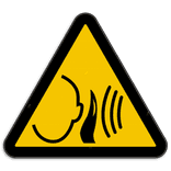Waarschuwingsbord W038 - Gevaar voor vaak luid geluid (lawaai)