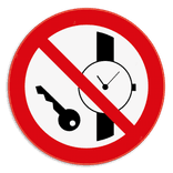 Verbodsbord - Metalen voorwerpen zoals horloges verboden - pictogram P008