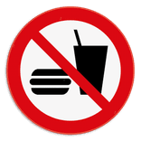 Verbodsbord - Eten en drinken verboden - pictogram P022