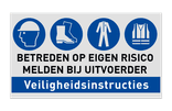 Veiligheidsbord explosieve stoffen | 4 Pictogrammen + banner