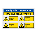 Veiligheidsbord met 4 symbolen en banner