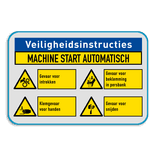 Veiligheidsbord met 4 symbolen en banner