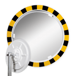 Miroir industriel rond en acrylique Ø600 mm avec cadre jaune/noir