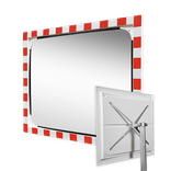 Miroir extérieur industriel en acrylique 1000 × 800 mm – cadre rouge/blanc