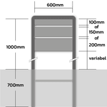 Bedrijfsbord 600mm breed, staanders 1000mm (boven de grond)