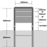 Bedrijfsbord 600mm breed, staanders 1500mm (boven de grond)