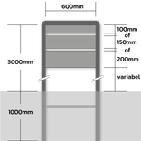 Bedrijfsbord 600mm breed, staanders 3000mm (boven de grond)