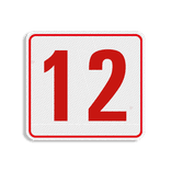 Plaque numéro de maison blanc-rouge moderne 119 x 109 mm