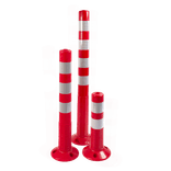 Afzetpaal rubber Ø80mm - 460/750/1000mm - rood/wit reflecterend