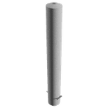Rampaal Ø152x1200mm met grondmontage, wit/rood of verzinkt