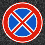Thermoplast wegmarkering - symbool verboden stilstaan (RVV E02)
