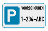 Parkeerplaats bord 4:2 - Voorbehouden met jouw nummerplaat