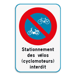 Panneau Interdiction de Stationner – Vélos & Cyclomoteurs – Texte Personnalisé