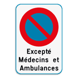 Interdiction de stationnement E1 + texte personnalisé
