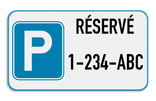 Panneau de stationnement 4:2 - Réservé avec plaque d'immatriculation