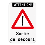 Panneau combiné - Attention - Sortie de secours