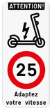 Panneau combiné - Trottinette - Limitation de vitesse