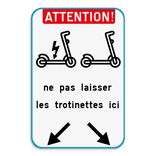 Panneau combiné avec 2 pictogrammes - Texte personnalisé - Flèches