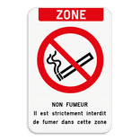 Zone - Interdiction de fumer - Texte personnalisé