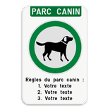 Panneau “Parc canin” – personnalisable avec texte et logo – extérieur