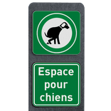 Piquet “Espace pour chiens” avec 2 panneaux – à planter en terrain