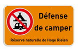 Panneau d'interdiction - Camping interdit - Texte personnalisé