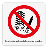 Panneau d'interdiction 1:1 - Feux d'artifice interdit - Texte personnalisé