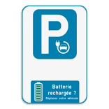 Panneau de Stationnement Personnalisable - Batterie Recharge voiture électrique