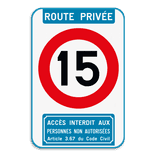 Panneau combiné - Route privée - C43 - Article 3.67 du Code Civil