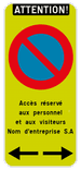 Panneau E1 – Attention Interdiction de Stationner – Flèches – Texte Personnalisable