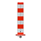 Fietspadpaal rood/wit reflecterend - 800xØ150mm - uitneembaar met adapter - 3-kant slot