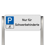 Parkplatzschild mit zwei Aluminium gebürstete Pfosten Parkplatz nur für Schwerbehinderte