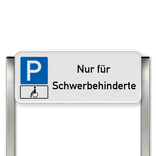 Parkplatzschild mit zwei Aluminium Pfosten Parkplatz nur für Schwerbehinderte