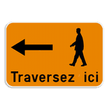 Panneau d'information - Passage pour piétons ici - Pictogrammes - Texte personnalisé