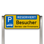 Parkplatzschild mit zwei Aluminium Pfosten Pictogram: RESERVIERT Besucher