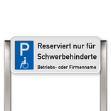 Parkplatzschild mit zwei Aluminium Pfosten Reserviert nur für Schwerbehinderte